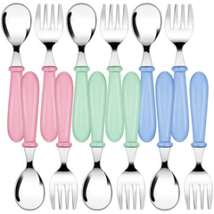 Honeydak toddler utensils pink fork improves self-feeding comfort.