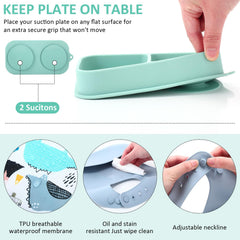 Honeydak ultra-thin foldable baby bib easily folds for quick cleanup.