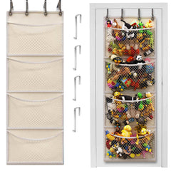 Honeyera over-door stuffed-animal-storage pockets keep toys accessible and organized.