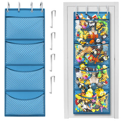 Honeyera storage over-door stuffed animal organizer showing accessible plush toys