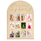 hongpar My First Year Photo Display front view showcases milestone framing for nursery decor.