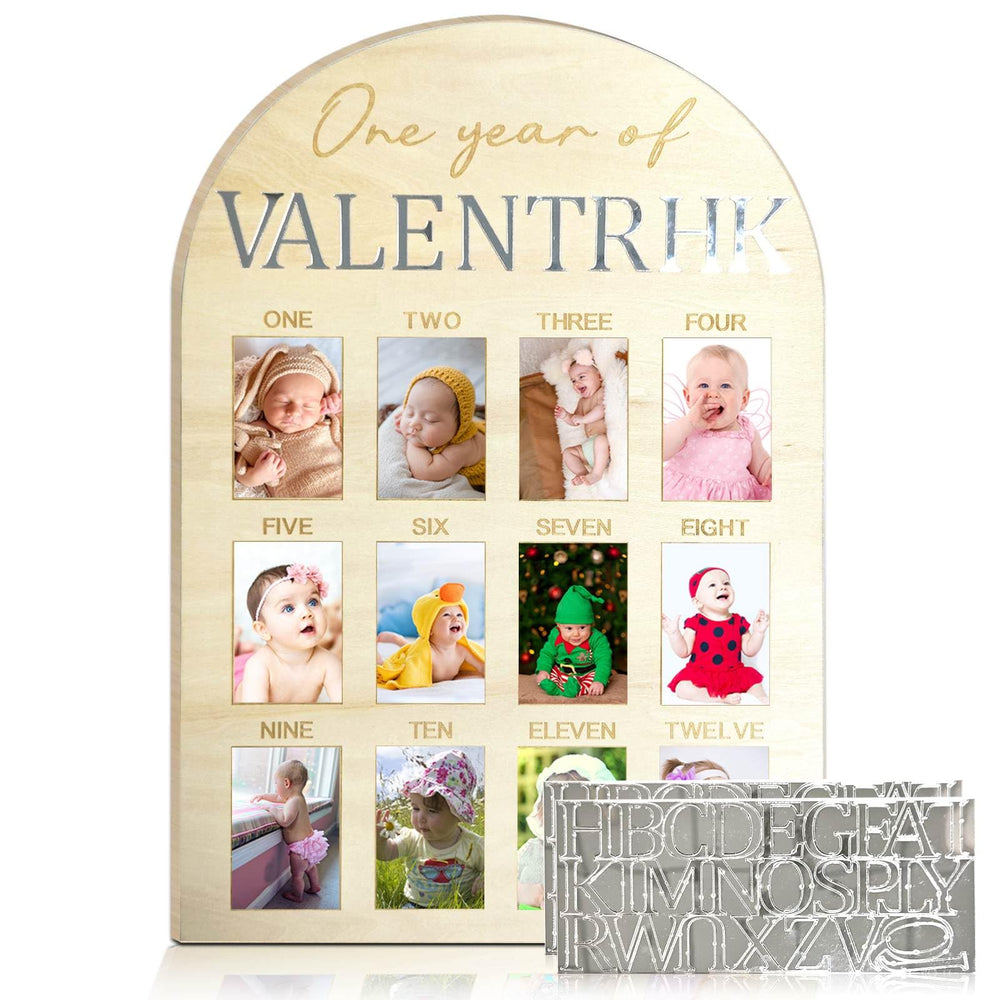 Hongpar milestone board wooden frame close-up showing engraving for a lasting baby keepsake.