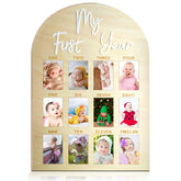 Hongpar one-year wooden photo board frame highlights monthly memories for a lasting keepsake