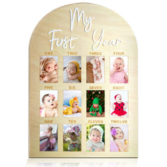 Hongpar one-year wooden photo board frame highlights monthly memories for a lasting keepsake