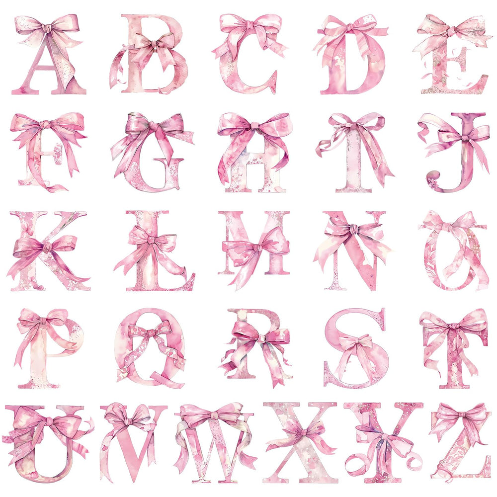 Honoson alphabet wall decals in pink bow watercolor style brighten walls without painting