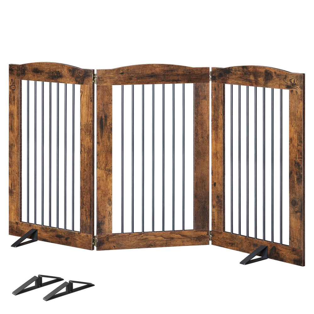 HOOBRO indoor dog gate base with support feet provides stable freestanding setup.