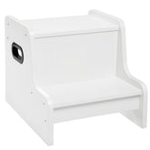 HOOBRO Step Stool two-step white front view for easy reach