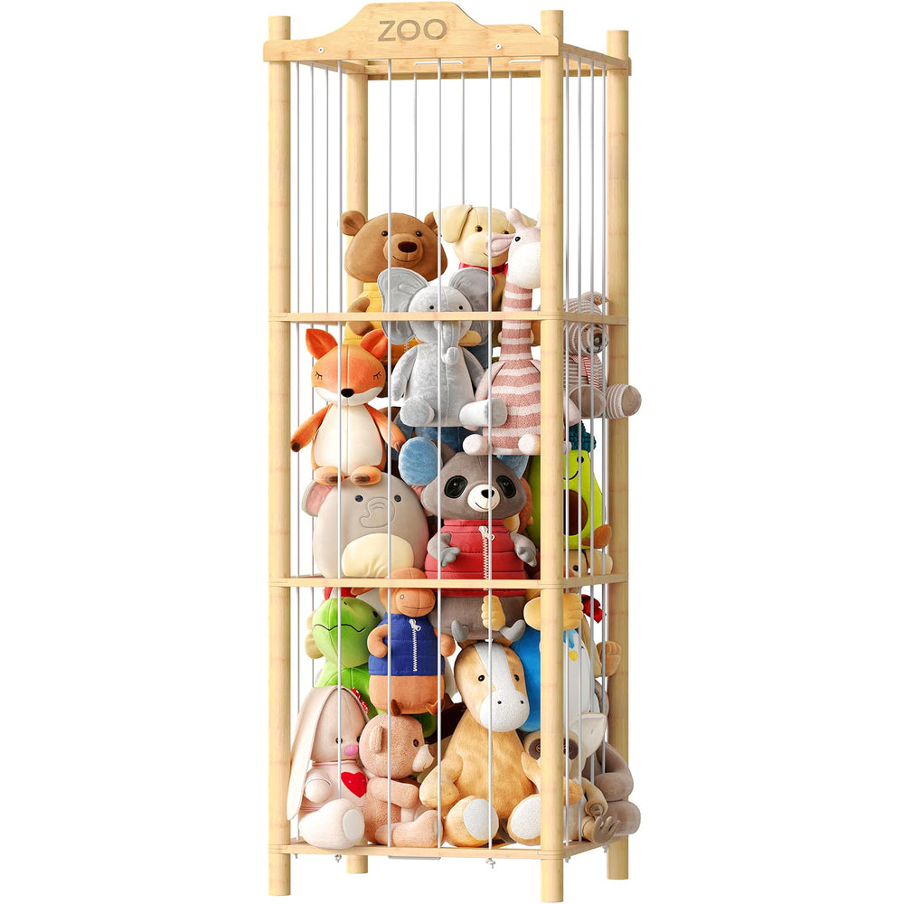 HOOBRO stuffed animal storage front view keeps plush neatly organized for a cozy playroom