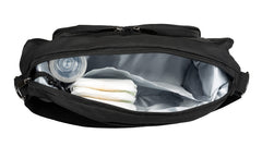 hoodababy Essentials diaper bag shows four pockets and two bottle holders for organization