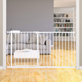 HOOOEN extra wide baby gate installed at stairs for safe passage