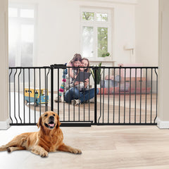 HOOOEN 30in tall gate in doorway enhances baby and pet safety.