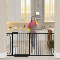HOOOEN baby gate 30in-height shows sturdy pressure mounting for safe doorways.