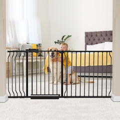 HOOOEN baby gate, 30-inch tall, wide reach for doorway safety and pet separation.