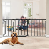 HOOOEN baby gate wide doorways and stairs shows ample coverage for childproofed entry points.