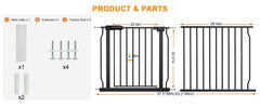 HOOOEN extra-wide baby gate swing door enabling easy pass-through while holding a child