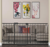 HOOOEN extra-wide baby gate with a wide opening for easy parent-and-baby passage.