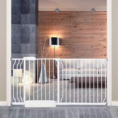 HOOOEN extra-wide gate installed in doorway for easy hands-full passage