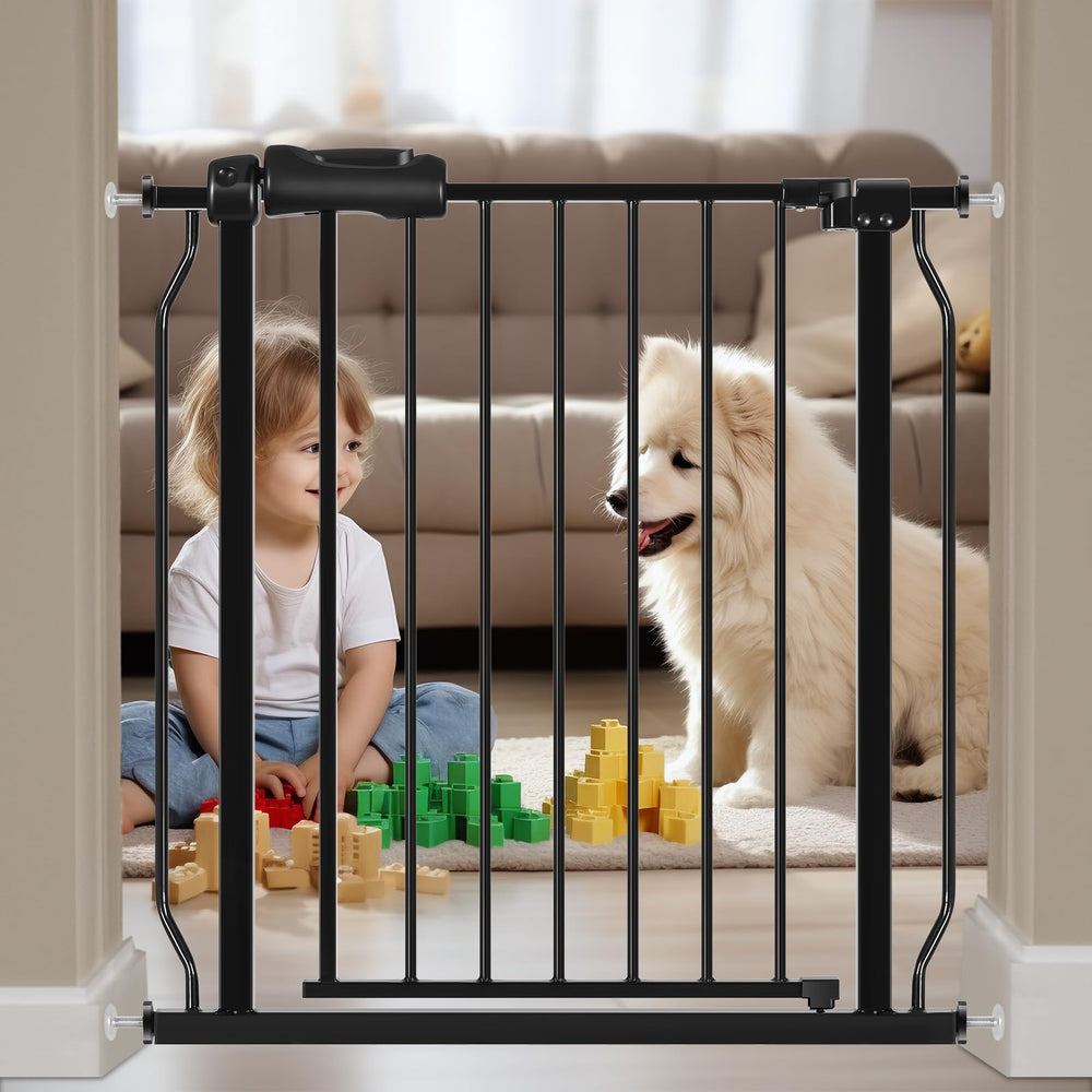 HOOOEN narrow baby gate on stairs with door keeps children and pets safe