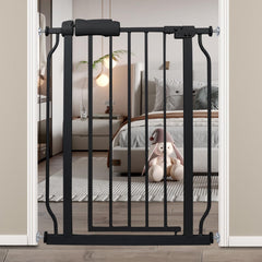 HOOOEN narrow baby gate on stairs with adjustable width for a snug fit