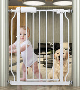 HOOOEN small narrow baby gate assembly demonstrates tool-free setup for doorways.