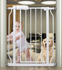 HOOOEN small narrow baby gate assembly demonstrates tool-free setup for doorways.
