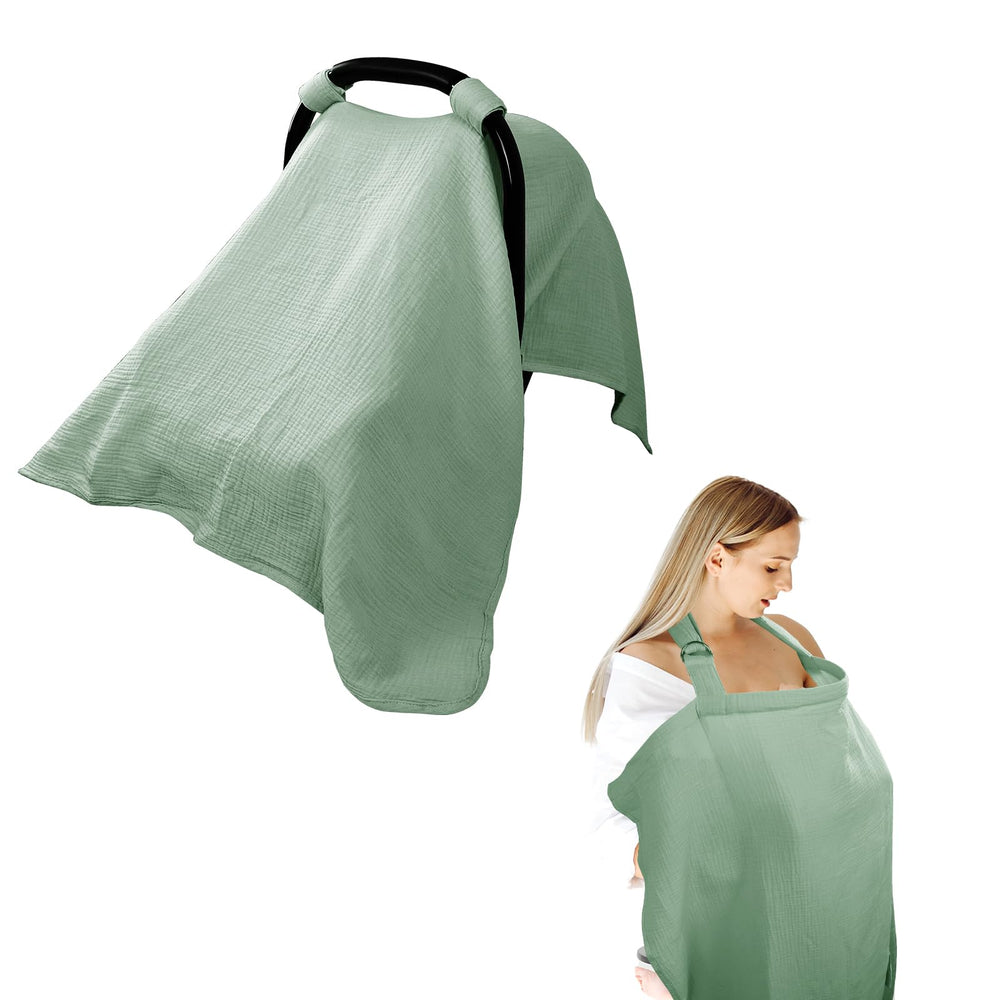 Hooyax 2-in-1 car seat cover provides breathable muslin airflow for baby comfort.