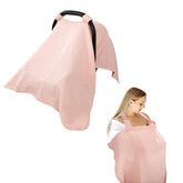 Hooyax 2-in-1 car seat cover in pink keeps baby shaded and safe on outings.
