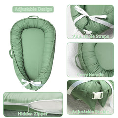 Hooyax baby lounger cover with adjustable buckle supports a snug, customizable fit.