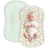 Hooyax baby lounger cover with green leaf pattern offering cozy skin-friendly comfort.