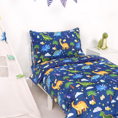 Hooyax dinosaur comforter close-up highlights ultra-soft microfiber for sensitive skin.