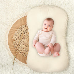 Hooyax muslin baby lounger cover cream stitching detail for durability
