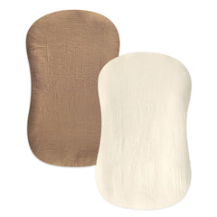 Hooyax Muslin Baby Lounger Cover close-up shows breathable cotton texture for baby comfort.