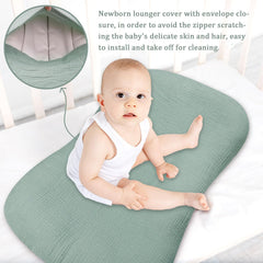 Hooyax Muslin Baby Lounger Cover two-pack packaging demonstrates value and easy prep.