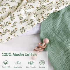Hooyax muslin bassinet sheets close-up texture shows soft, breathable fabric.