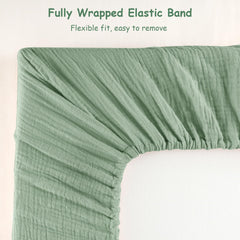 Hooyax muslin bassinet sheets elastic corners ensure a snug fit.