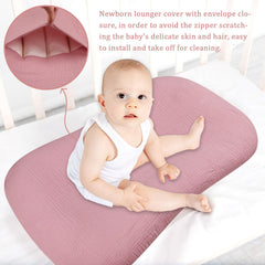 Hooyax muslin lounger cover envelope-closure demonstrates quick slip-on fit