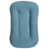 Hooyax Muslin Lounger Cover in blue with soft, breathable fabric for baby comfort.