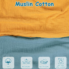 Hooyax Muslin Nursing Pillow Cover blue ginger pack 2-pack for quick, clean changes