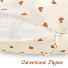 Hooyax muslin pillow cover with invisible zipper for easy on/off and quick changes.