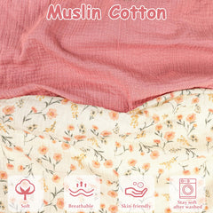 Hooyax muslin nursing pillow cover pink floral packaging shot highlights gift-ready two-pack