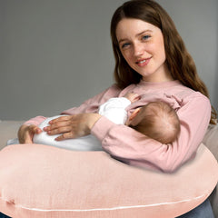 Hooyax muslin nursing pillow cover pink invisible zipper for quick swaps.