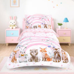 Hooyax Toddler Bedding Rainbow Design brightens bedtime with playful patterns