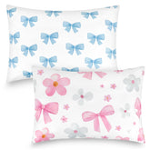 Hooyax toddler pillowcase bow-flower print, soft fabric for gentle, cozy sleep.