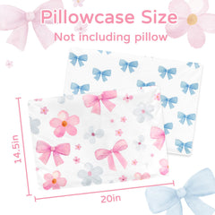 Hooyax toddler pillowcase bow-flower print, envelope closure keeps pillow secure.