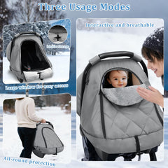 Hooyax car seat cover with vents and window for airflow