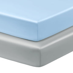 Horbaunal satin pack n play sheets in blue and grey offer silky softness for gentle baby sleep