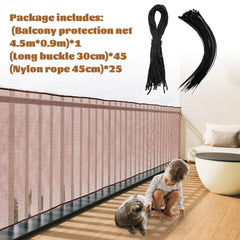 Hosuly Banister Guard brown installation rope setup shows easy no-drill setup.