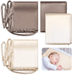 Hosuly satin bassinet sheet in coffee color draped on a bassinet for silky-smooth comfort