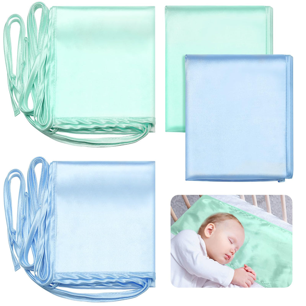 Hosuly satin bassinet sheet green blue packaged ideal for gifting.