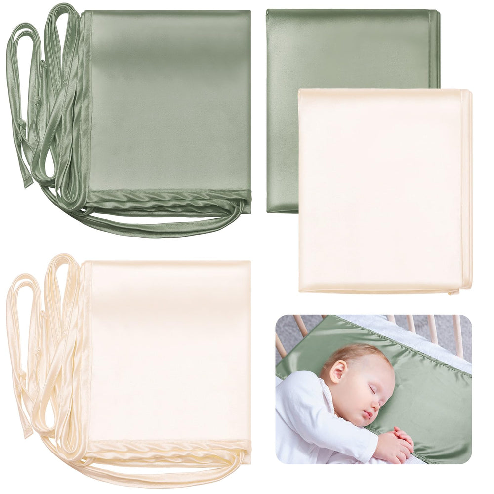Hosuly satin bassinet sheets two-pack close-up fabric with soft silk-like feel for baby comfort.